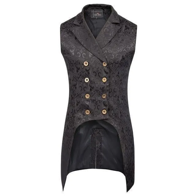 Herrenmäntel Mittelalter Steampunk Gothic Ärmellos Reverskragen Zweireihig Formal Abschlussball Party Jacquard Mantel