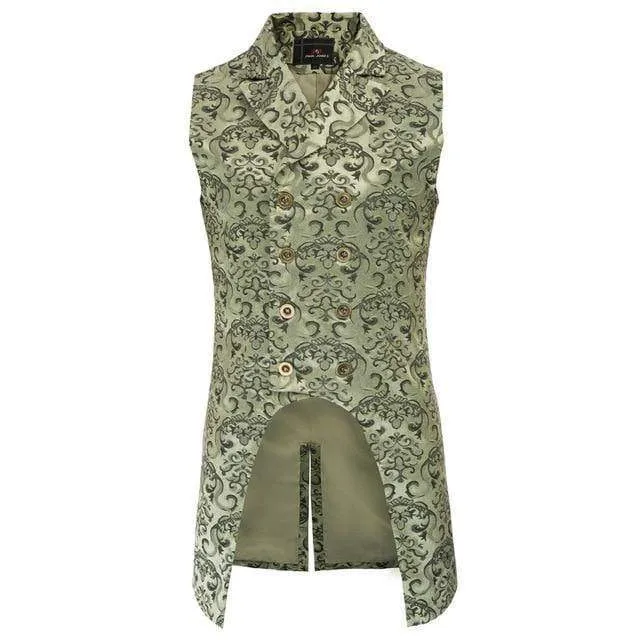 Herrenmäntel Mittelalter Steampunk Gothic Ärmellos Reverskragen Zweireihig Formal Abschlussball Party Jacquard Mantel
