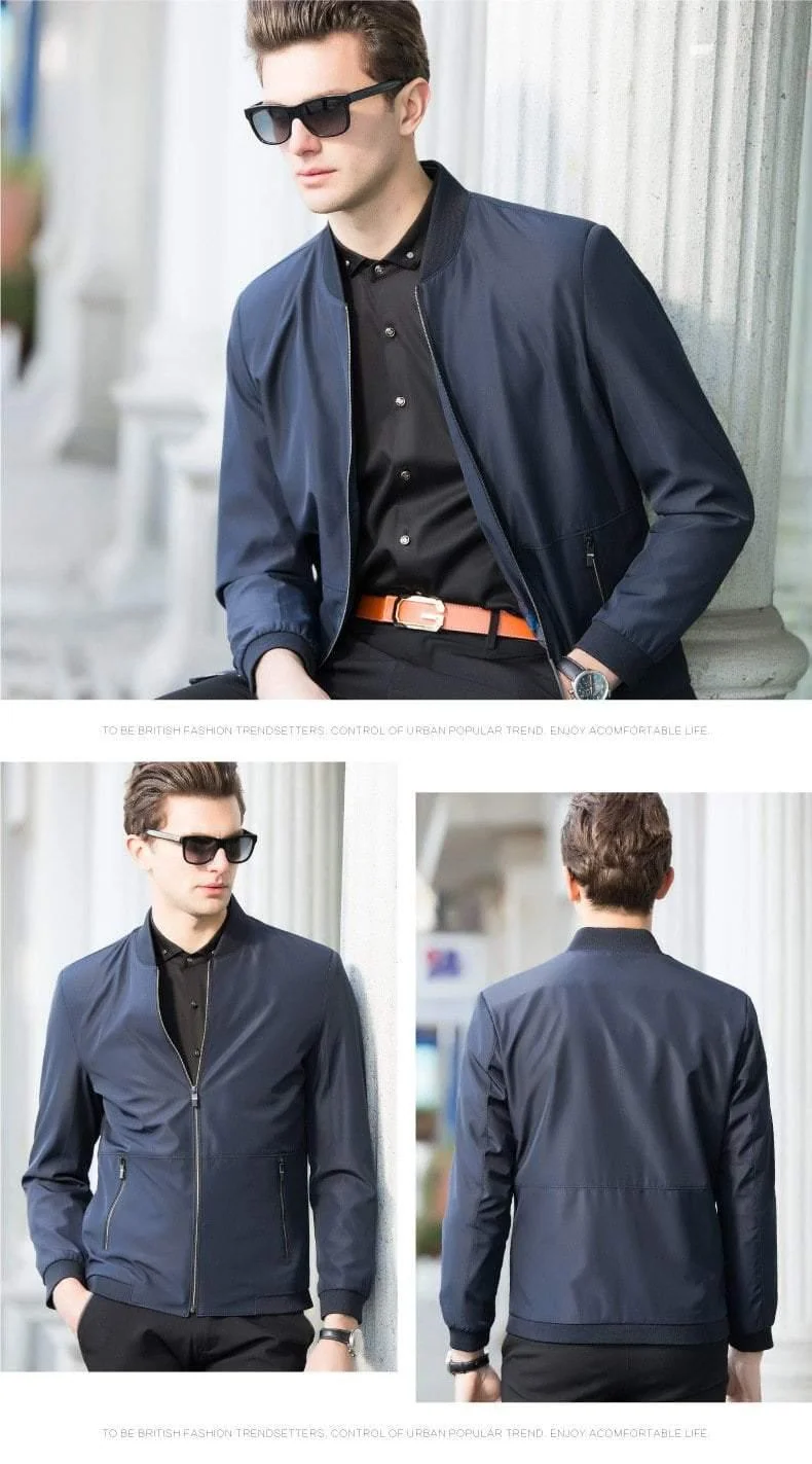 Casual Zipper Fly Herren Jacken Und Mäntel Mode Marke Reine Farbe Lange Ärmel Lose Bomber Jacke Männer Mantel