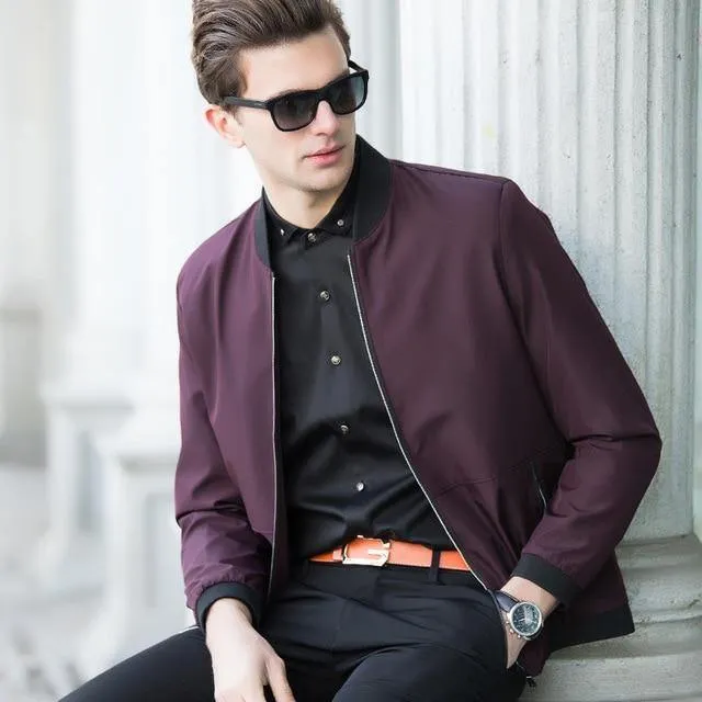 Casual Zipper Fly Herren Jacken Und Mäntel Mode Marke Reine Farbe Lange Ärmel Lose Bomber Jacke Männer Mantel