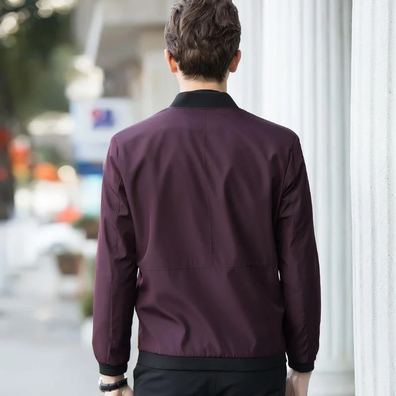Casual Zipper Fly Herren Jacken Und Mäntel Mode Marke Reine Farbe Lange Ärmel Lose Bomber Jacke Männer Mantel