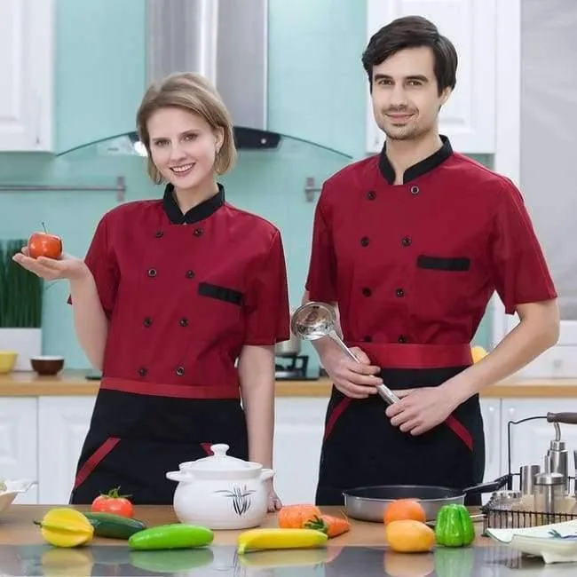 Männer Frauen Restaurant Hotal Lebensmittel Service Koch Kellner Bäckerei Café Arbeitsuniform Kurzarm Mesh Patchwork Zurück Tops Overalls 3XL
