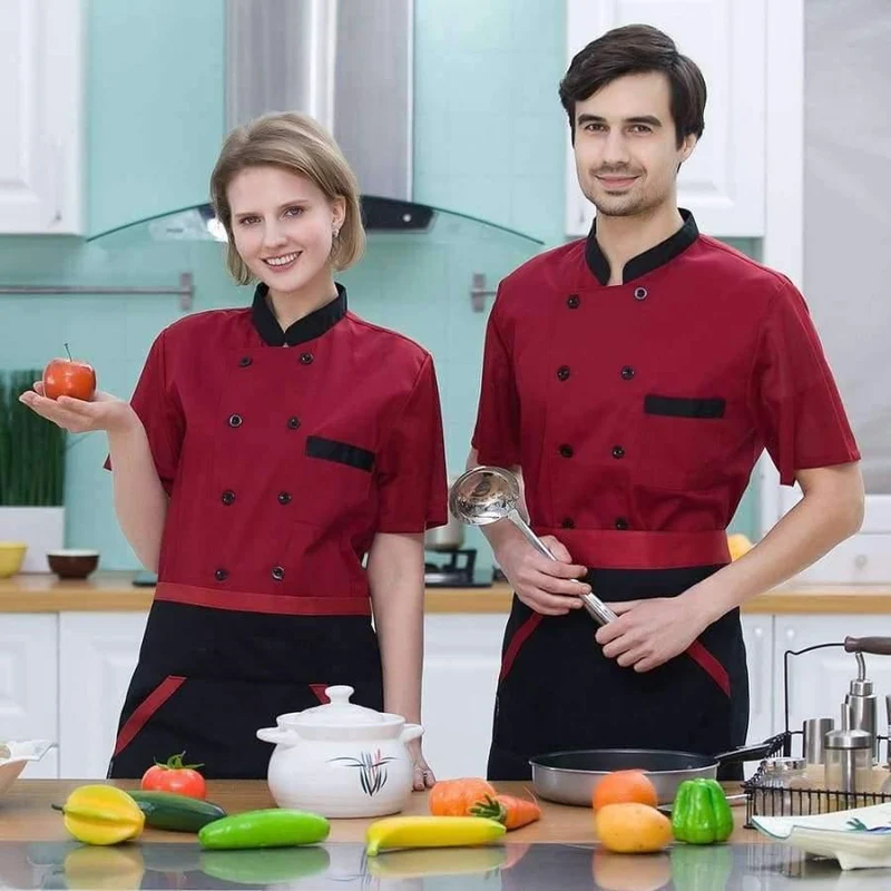 Männer Frauen Restaurant Hotal Lebensmittel Service Koch Kellner Bäckerei Café Arbeitsuniform Kurzarm Mesh Patchwork Zurück Tops Overalls 3XL
