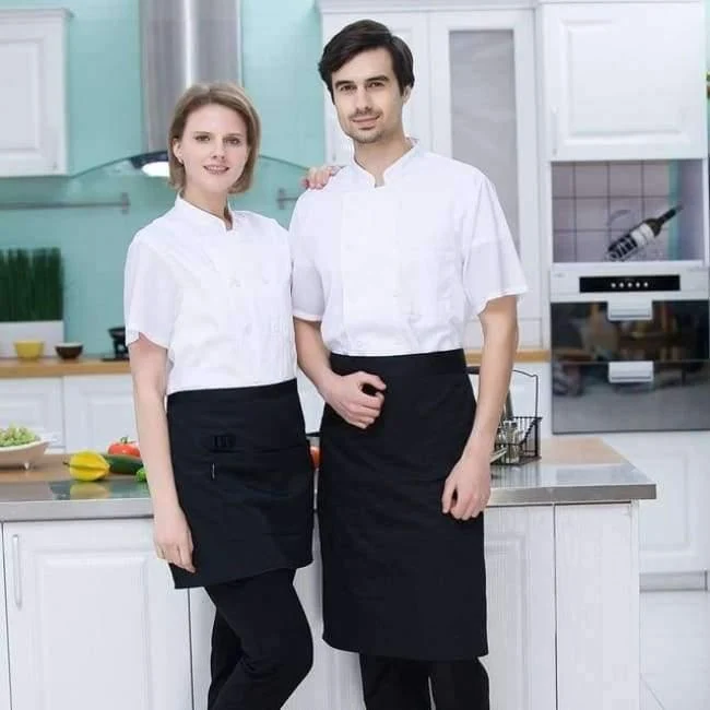 Männer Frauen Restaurant Hotal Lebensmittel Service Koch Kellner Bäckerei Café Arbeitsuniform Kurzarm Mesh Patchwork Zurück Tops Overalls 3XL