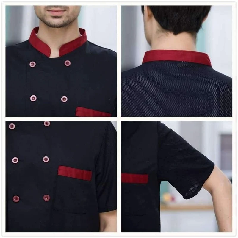 Männer Frauen Restaurant Hotal Lebensmittel Service Koch Kellner Bäckerei Café Arbeitsuniform Kurzarm Mesh Patchwork Zurück Tops Overalls 3XL