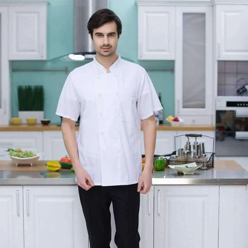 Männer Frauen Restaurant Hotal Lebensmittel Service Koch Kellner Bäckerei Café Arbeitsuniform Kurzarm Mesh Patchwork Zurück Tops Overalls 3XL