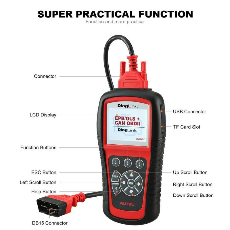 OBDII EOB2 Codeleser Vollsystem-Autodiagnosewerkzeug Autoscanner mit Ölrücksetzung EPB ABS-Service Gleiche wie MD802