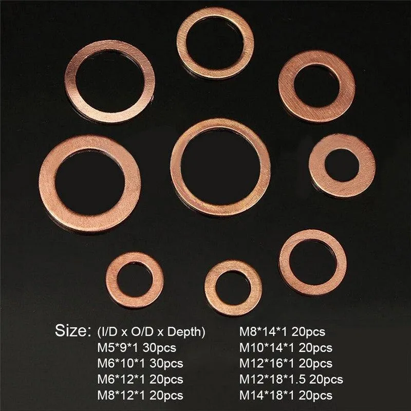 200 teile/los M5-M14 Solide Kupfer Scheiben Automotive Service Set Öl Dichtung Spacer Auto Reparatur Werkzeuge Auto Zubehör