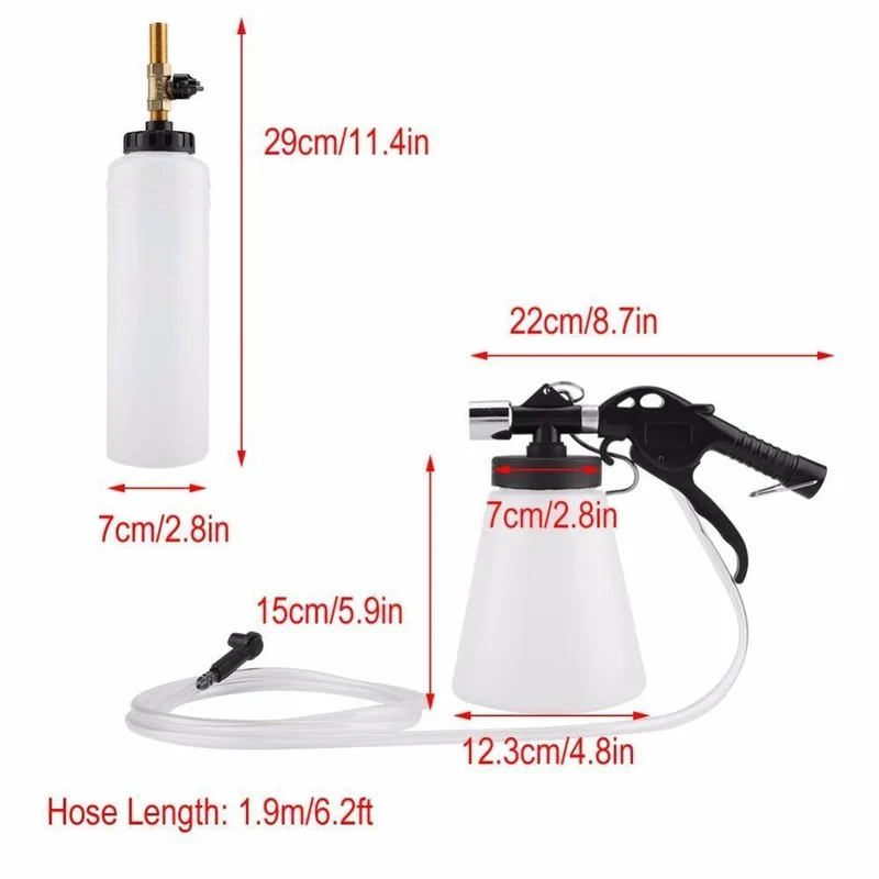 Kfz-Bremsentlüfter Wechsel-Kit für blutende Flüssigkeiten Luft Pneumatische Werkstatt Vakuum-Werkzeug 180Ltr / Min Set 90-120PSI Kfz-Zubehör Kfz-Werkzeuge