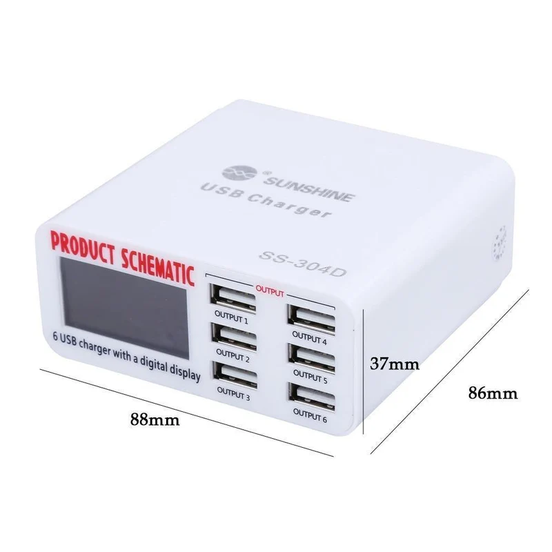 Handy-Reparatur-Tools 6 Port USB-Schnellladegerät mit LCD-Display für Iphone Samsung Ipad Handy-Reparatur-Tool