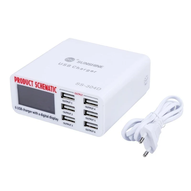 Handy-Reparatur-Tools 6 Port USB-Schnellladegerät mit LCD-Display für Iphone Samsung Ipad Handy-Reparatur-Tool