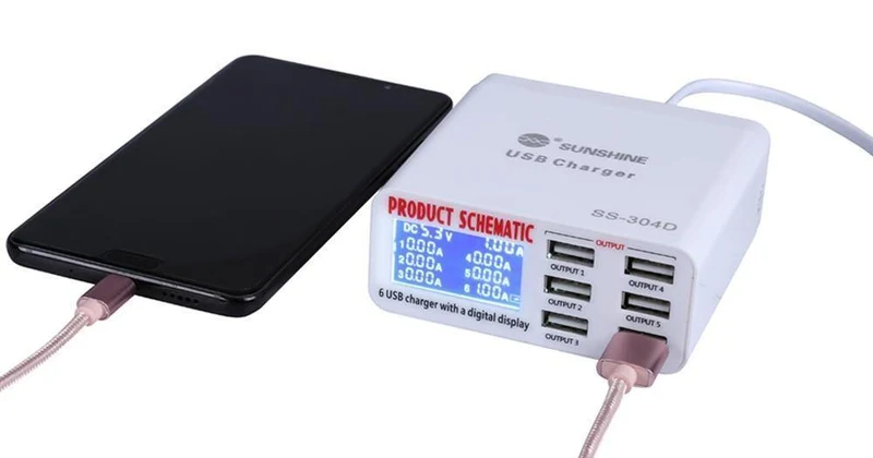 Handy-Reparatur-Tools 6 Port USB-Schnellladegerät mit LCD-Display für Iphone Samsung Ipad Handy-Reparatur-Tool