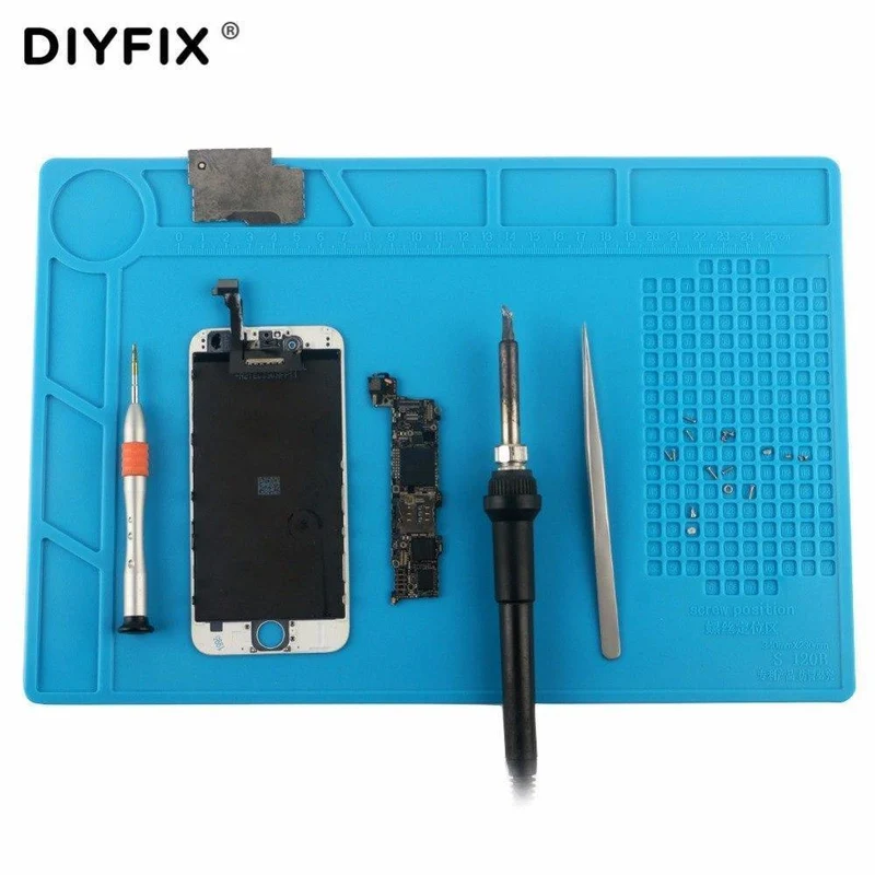 Telefonreparaturwerkzeuge 34x23cm Wärmeisolierende Silikonunterlage Schreibtischunterlage Lötstation BGA mit Schraubenposition