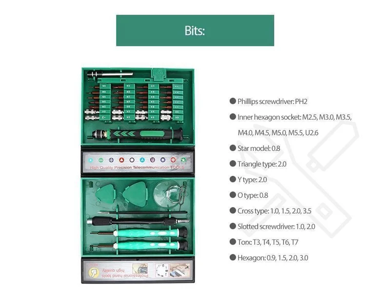 Schraubendreher-Set, 38-in-1-Reparatur-Werkzeug-Set, Präzisions-S2-Legierungsstahl-Ferramentas-Werkzeug für elektronische Reparatur-Werkzeug-Set für Telefon
