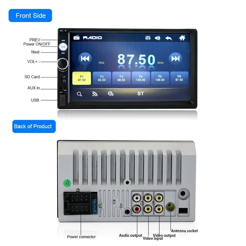 2din Auto Multimedia MP5 Player Audio Stereo 2DIN Autoradio 7 "HD Touchscreen Digitalanzeige Bluetooth Autoradio USB FM
