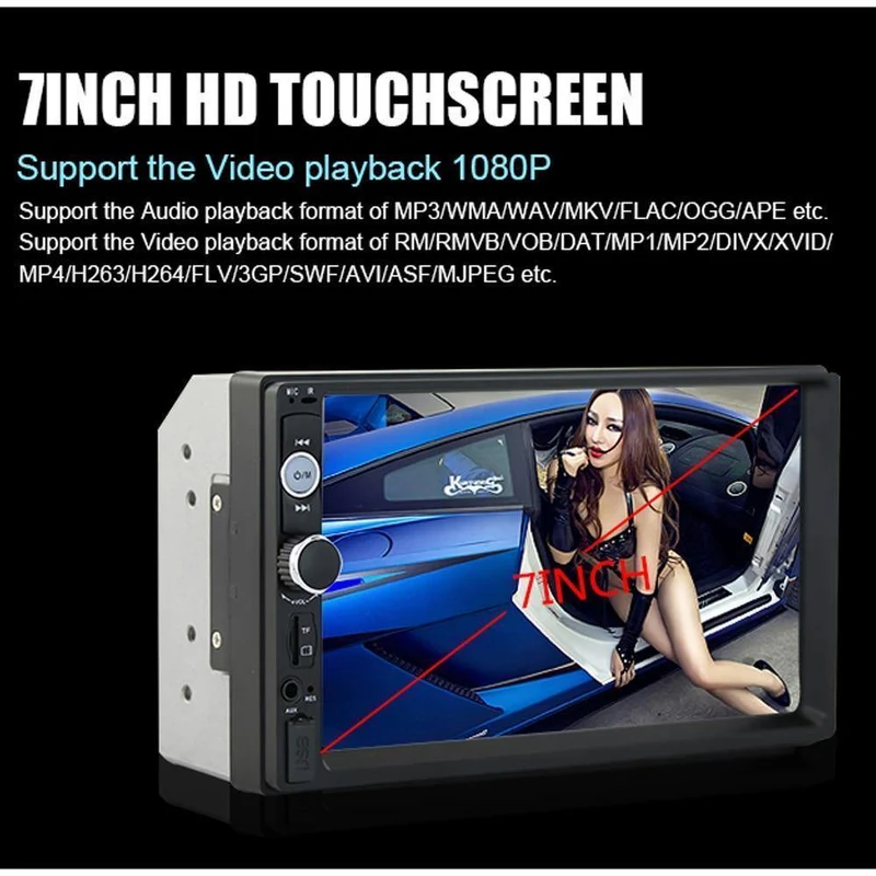 2din Auto Multimedia MP5 Player Audio Stereo 2DIN Autoradio 7 "HD Touchscreen Digitalanzeige Bluetooth Autoradio USB FM