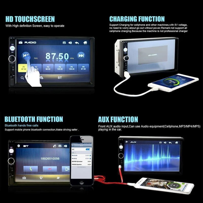 2din Auto Multimedia MP5 Player Audio Stereo 2DIN Autoradio 7 "HD Touchscreen Digitalanzeige Bluetooth Autoradio USB FM