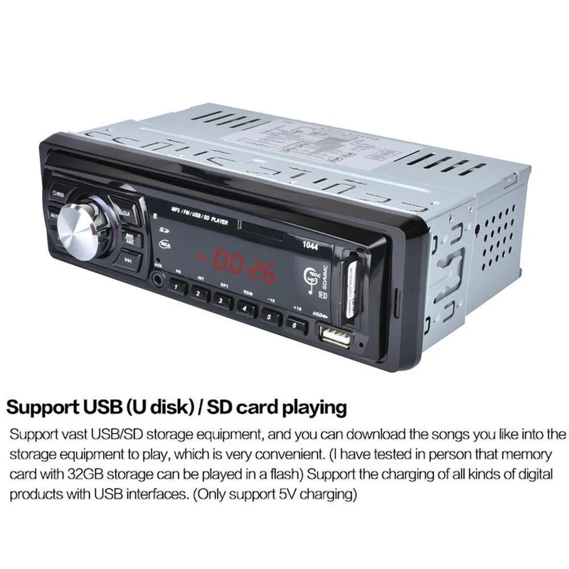 LED-Bildschirm im Armaturenbrett, FM-Auto-Eingangsempfänger, Stereo, 50 W x 4, LCD-Display, SD, USB, MP3, WMA-Radio-Player