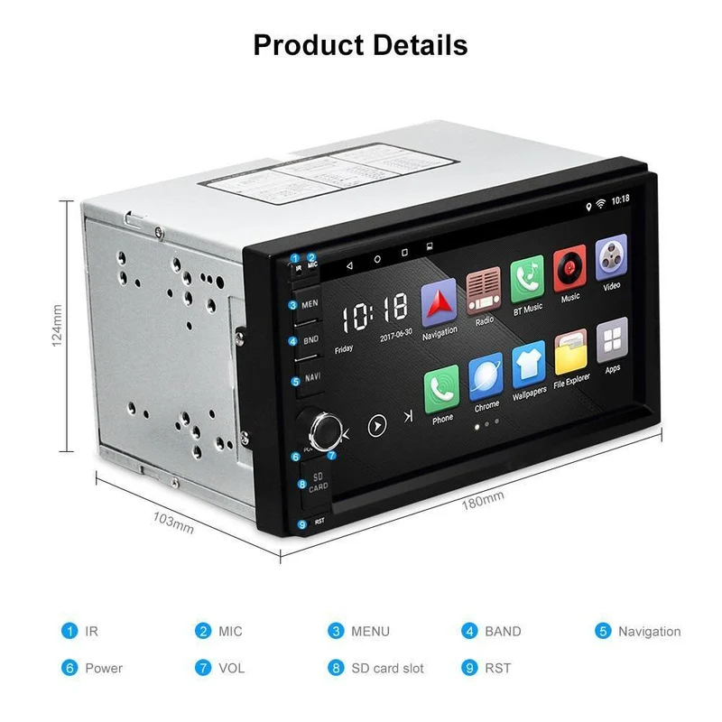 Universal 2 Din Auto Spieler Android 6.0 Autoradio Spieler MP3 Auto Audio Spieler Video Multimedia GPS AM RDS FM Radio Bluetooth 2GB