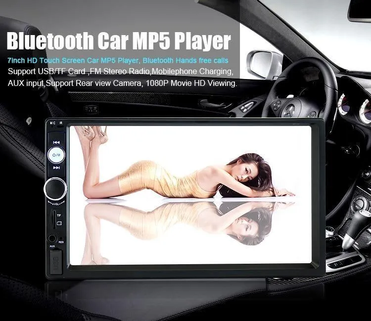 Universal 7010B Auto MP5 Player 7inch 2Din Touchscreen Audio Stereo Multimedia FM / MP5 / USB / AUX / Bluetooth Kamera Auto Video Player