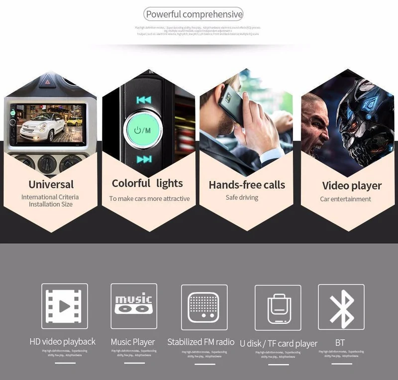 Universal 7010B Auto MP5 Player 7inch 2Din Touchscreen Audio Stereo Multimedia FM / MP5 / USB / AUX / Bluetooth Kamera Auto Video Player