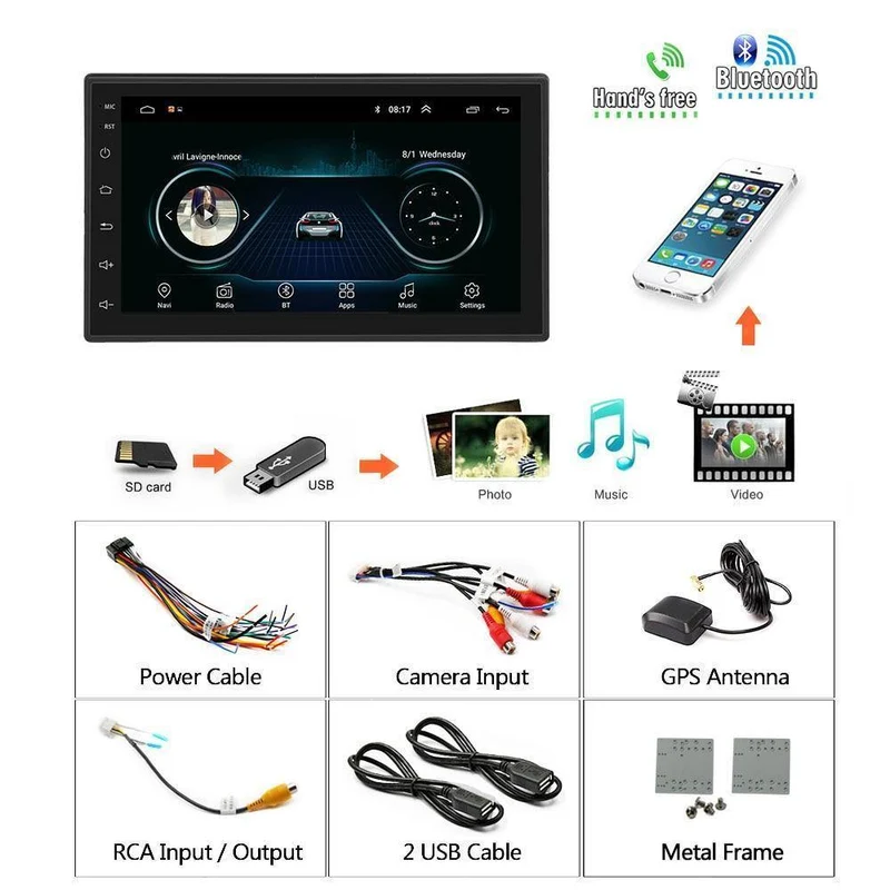 2din Autoradio Android Multimedia Player Autoradio 2 Din 7 '' Touchscreen GPS Bluetooth FM WIFI Auto Audio Player Stereo