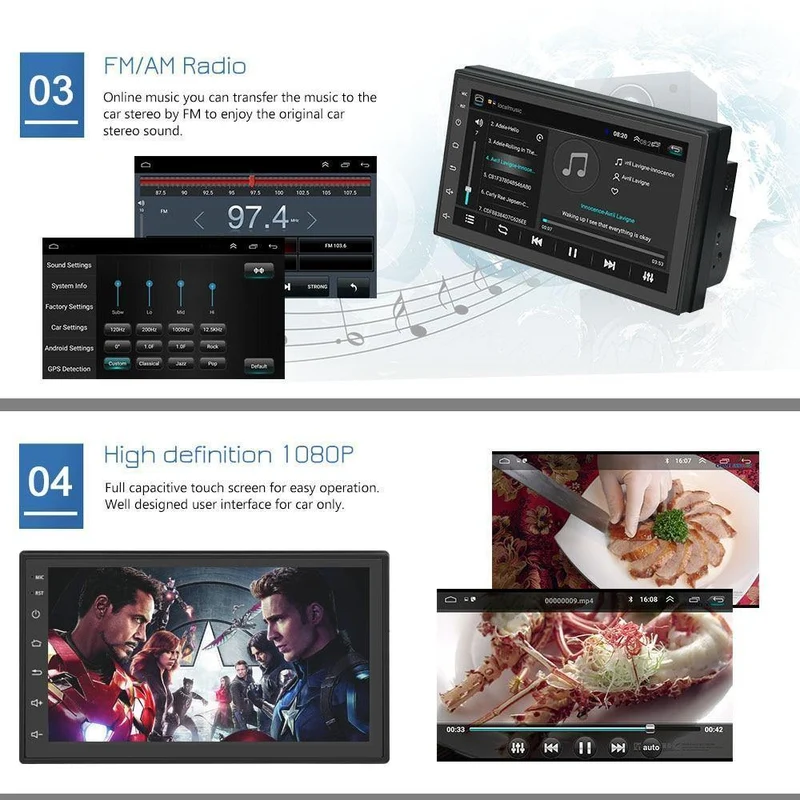 2din Autoradio Android Multimedia Player Autoradio 2 Din 7 '' Touchscreen GPS Bluetooth FM WIFI Auto Audio Player Stereo