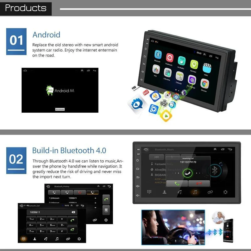 2din Autoradio Android Multimedia Player Autoradio 2 Din 7 '' Touchscreen GPS Bluetooth FM WIFI Auto Audio Player Stereo