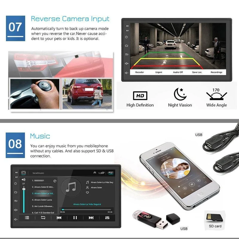 2din Autoradio Android Multimedia Player Autoradio 2 Din 7 '' Touchscreen GPS Bluetooth FM WIFI Auto Audio Player Stereo