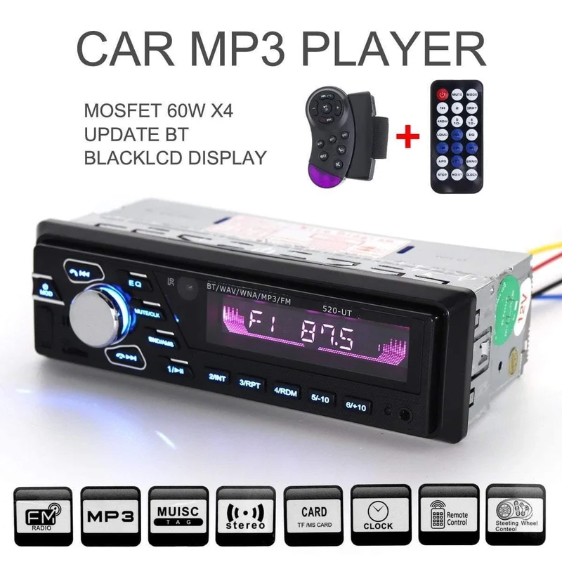 Universal 12V 60W x 4 Car Bluetooth Freisprech-Audio Stereo MP3 Player FM-Radios Unterstützt USB / SD / MMC mit Fernbedienung