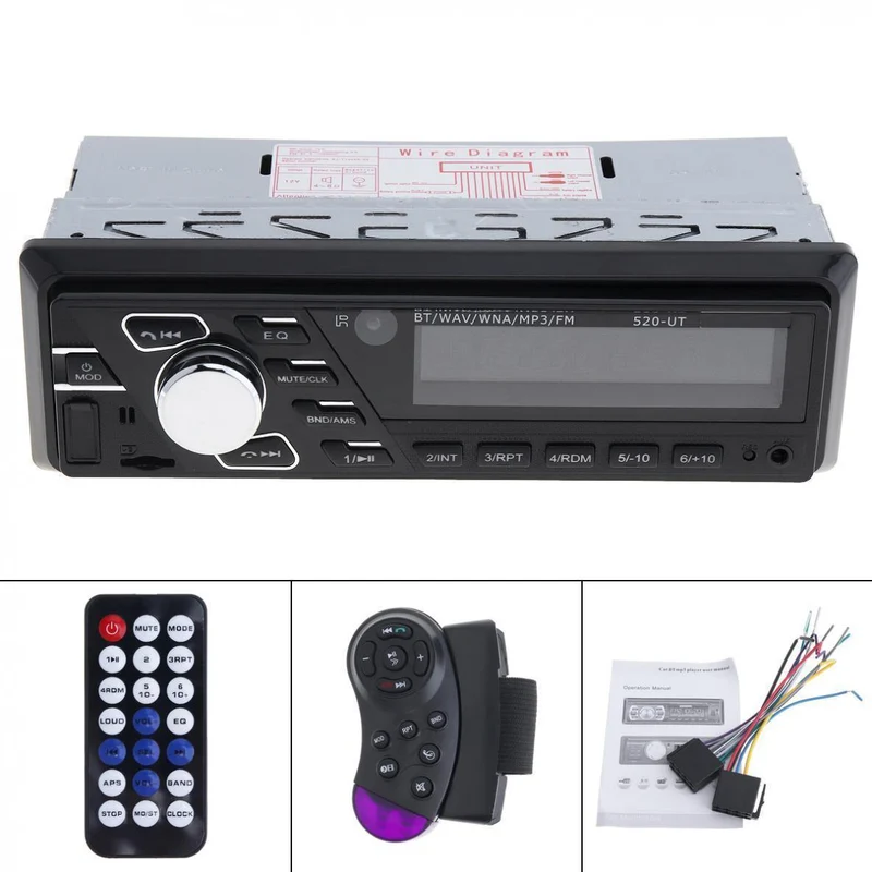 Universal 12V 60W x 4 Car Bluetooth Freisprech-Audio Stereo MP3 Player FM-Radios Unterstützt USB / SD / MMC mit Fernbedienung