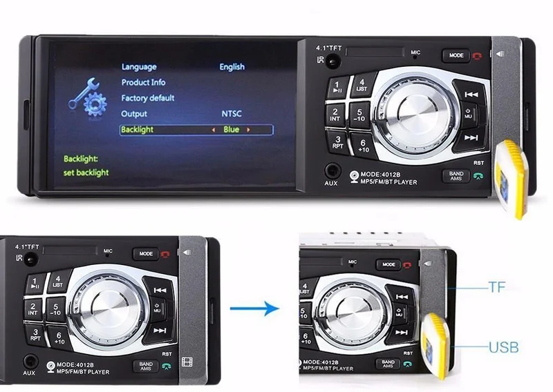 1Din Autoradio 4.1 Zoll Bluetooth 1 Din Auto Audio Stereo Player FM Autoradio Unterstützung Datei Navigation Hinten Kamera Funktion