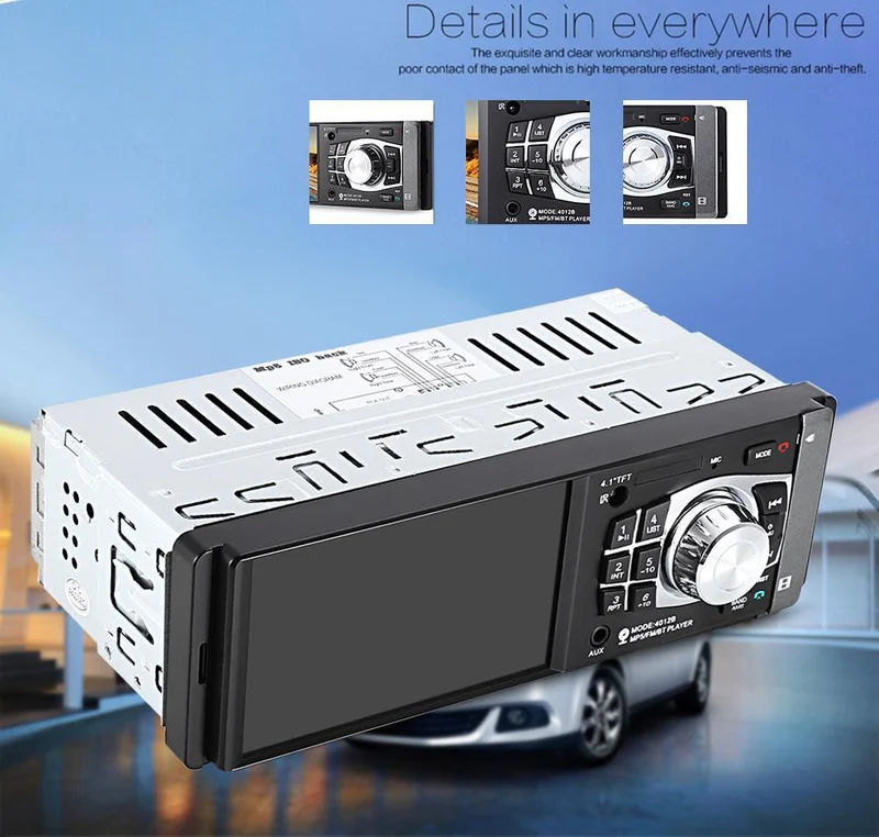 1Din Autoradio 4.1 Zoll Bluetooth 1 Din Auto Audio Stereo Player FM Autoradio Unterstützung Datei Navigation Hinten Kamera Funktion