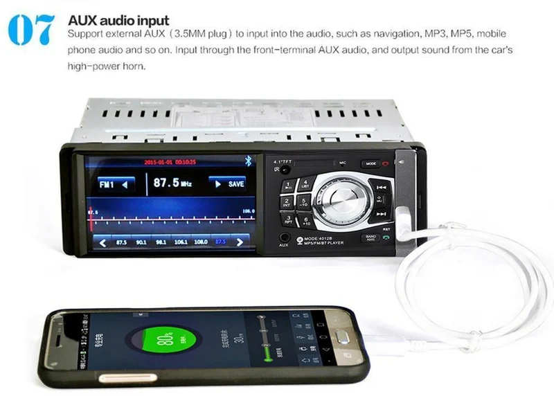 1Din Autoradio 4.1 Zoll Bluetooth 1 Din Auto Audio Stereo Player FM Autoradio Unterstützung Datei Navigation Hinten Kamera Funktion