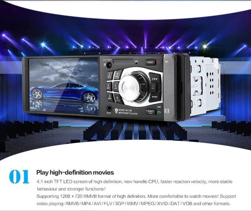 1Din Autoradio 4.1 Zoll Bluetooth 1 Din Auto Audio Stereo Player FM Autoradio Unterstützung Datei Navigation Hinten Kamera Funktion