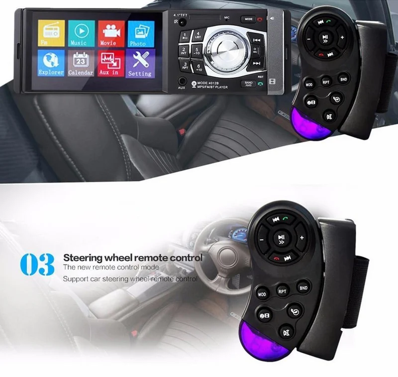 1Din Autoradio 4.1 Zoll Bluetooth 1 Din Auto Audio Stereo Player FM Autoradio Unterstützung Datei Navigation Hinten Kamera Funktion