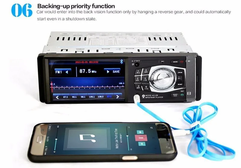 1Din Autoradio 4.1 Zoll Bluetooth 1 Din Auto Audio Stereo Player FM Autoradio Unterstützung Datei Navigation Hinten Kamera Funktion