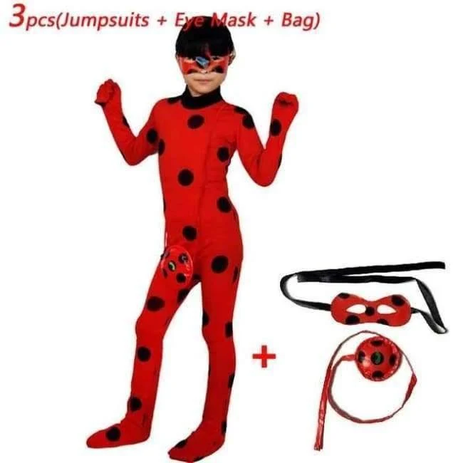 Kinder Miraculous Ladybug Perücke Tasche Kinder Mädchen Erwachsene Frau Ladybug Miraculous Kostüme Lady Bug Zentai Anzug Halloween Kostüme