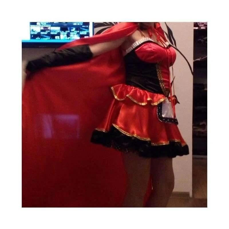 Rotkäppchen Kostüm für Frauen Phantasie Erwachsene Halloween Cosplay Fantasia Karneval Märchen Plus Größe Mädchen Kleid + Mantel
