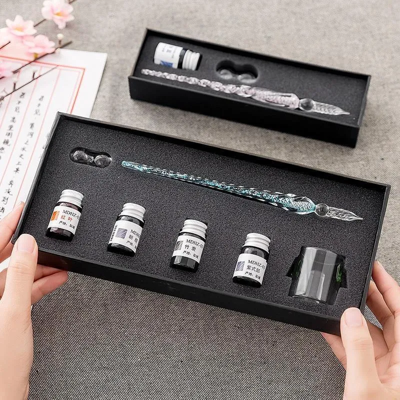 Glass Dip Pen Signature Pen Füllfederhalter Bussiness Offices School Stationery Geschenkset Pen + Ink Set
