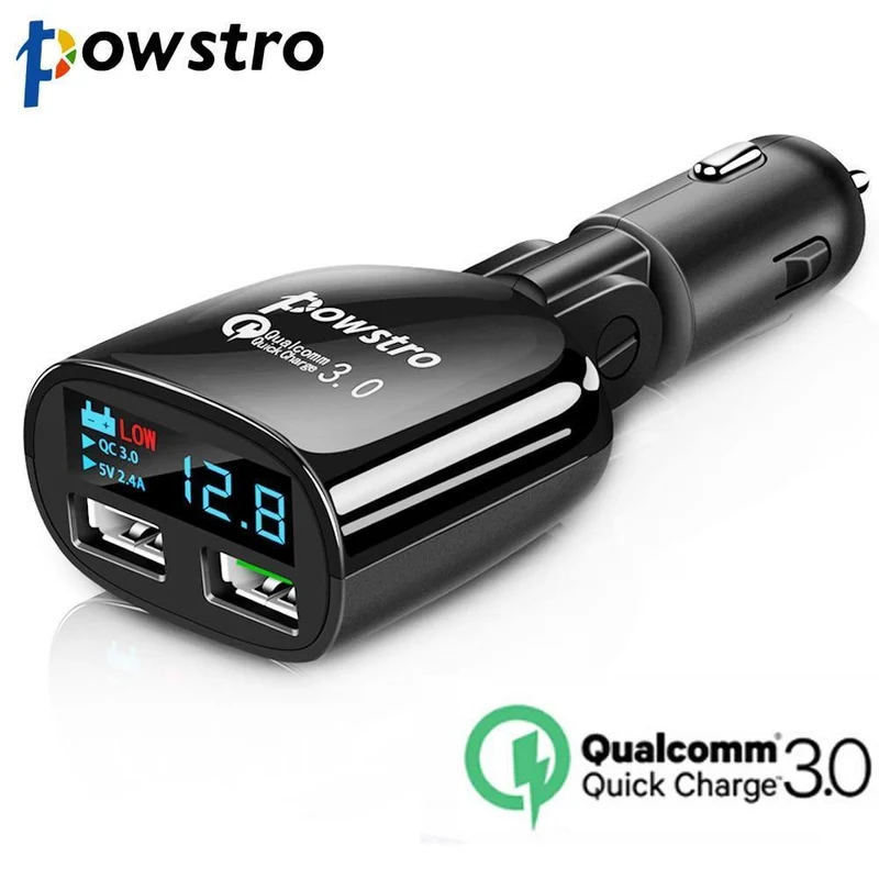 Quick Charge 3.0 Autoladegerät Dual USB Telefonladegerät Adapter QC3.0 + 5V 2.4A Digitalanzeige Niederspannungswarnung