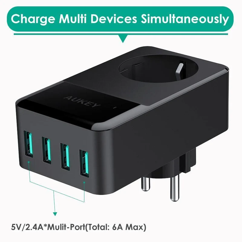 Handy-Ladegerät 4 Port Smart-Ladegerät USB Portable Travel Charge Mit eingebauter EU-Buchse für Xiaomi iPhone Huawei