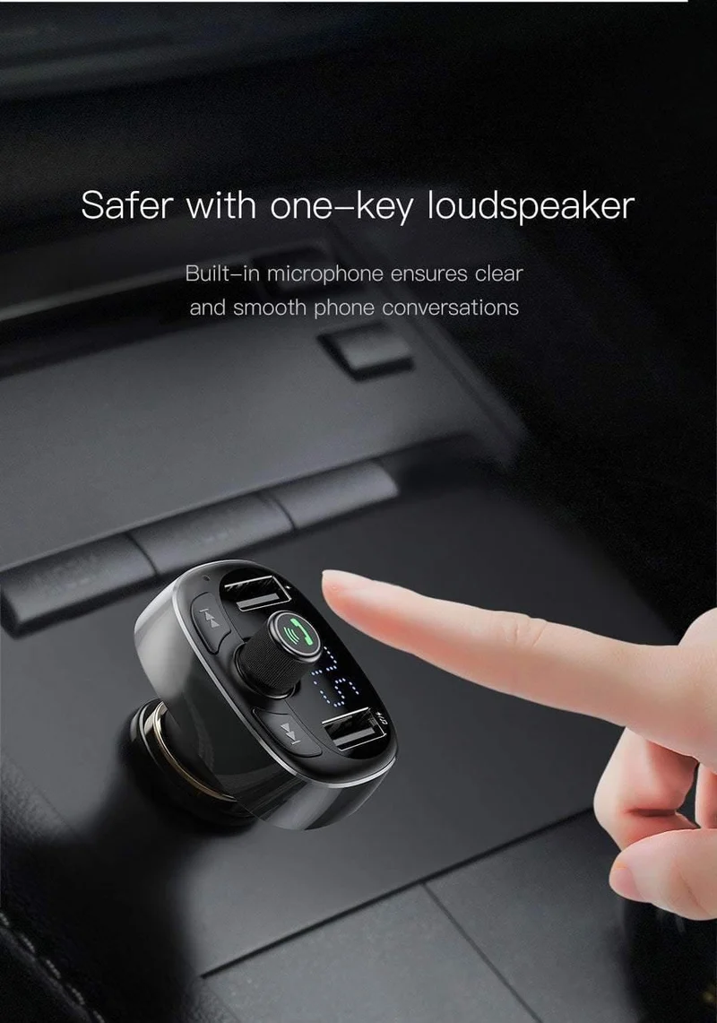 Auto-Ladegerät, FM-Transmitter, Aux-Modulator, Bluetooth-Freisprecheinrichtung, Auto-Audio-MP3-Player, 3.4 A, schnelles Dual-USB-Handy-Ladegerät