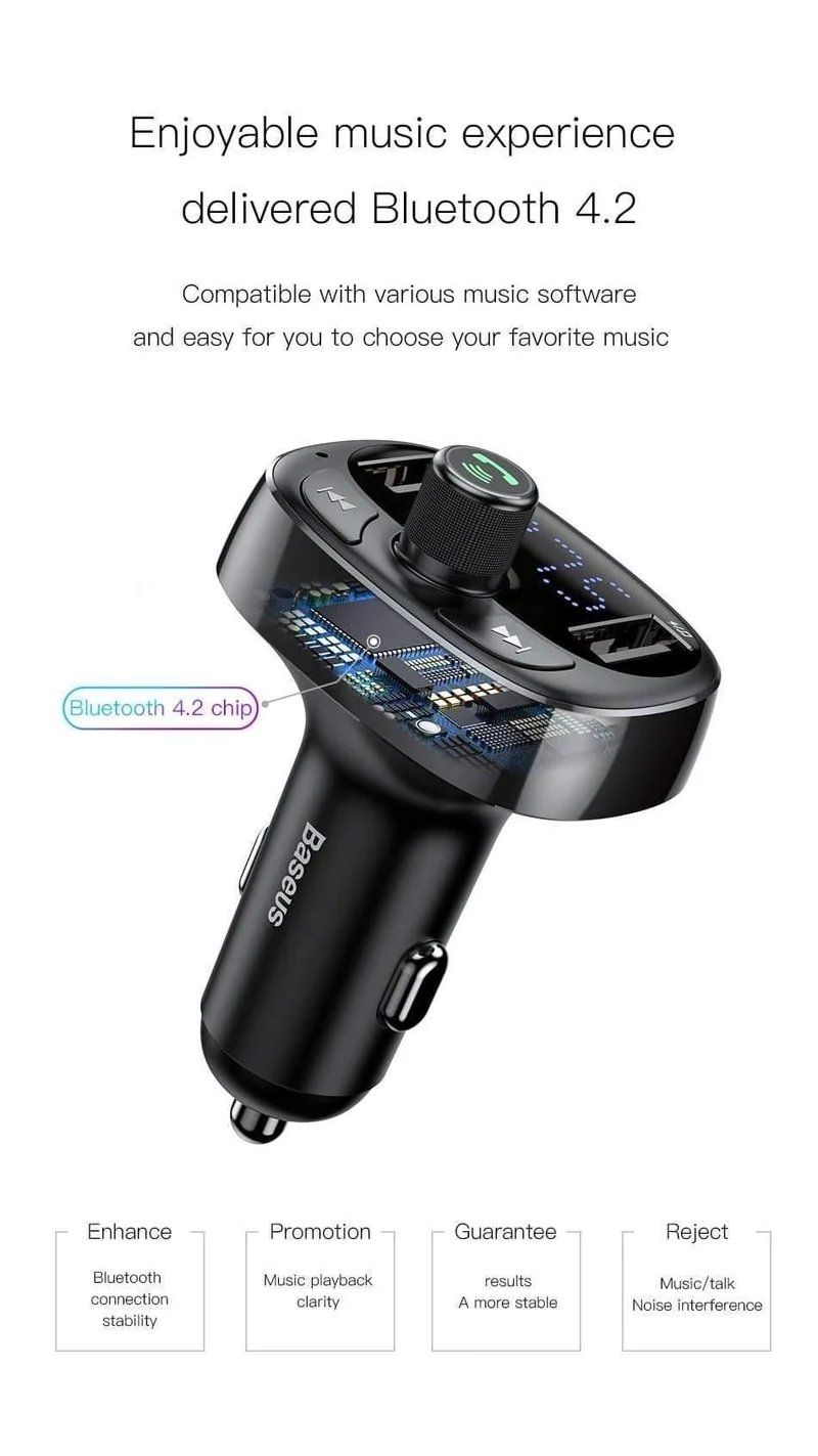 Auto-Ladegerät, FM-Transmitter, Aux-Modulator, Bluetooth-Freisprecheinrichtung, Auto-Audio-MP3-Player, 3.4 A, schnelles Dual-USB-Handy-Ladegerät