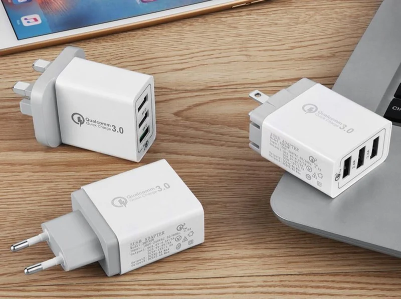30 W Quick Charge 3.0 USB-Ladegerät 3 USB-Handy-Ladegerät-Adapter Wandladegeräte für iPhone Samsung Android-Handy