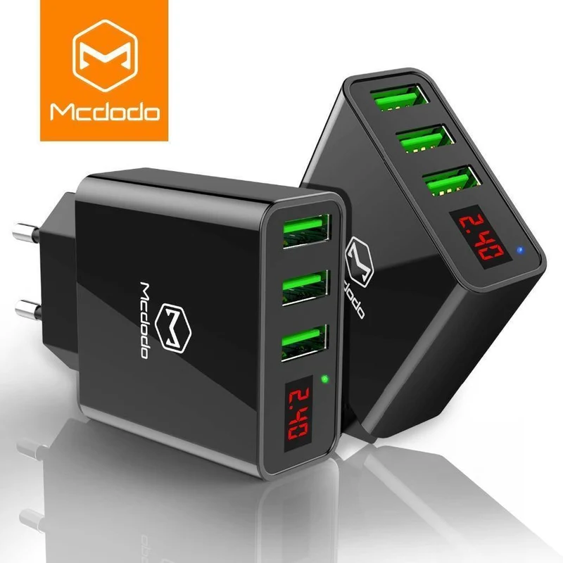 15W LED-Anzeige 3 USB-Handy-Ladegerät für iPhone Samsung Tragbarer Universal-Schnellladeadapter für USB-Steckdosen EU