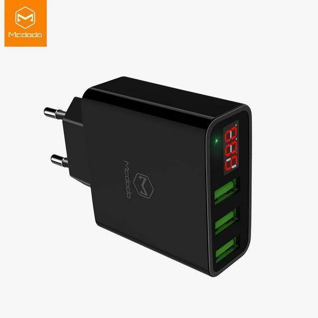 15W LED-Anzeige 3 USB-Handy-Ladegerät für iPhone Samsung Tragbarer Universal-Schnellladeadapter für USB-Steckdosen EU