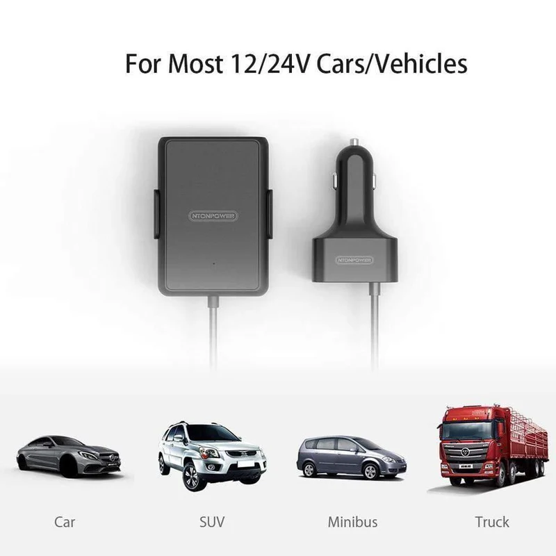 5-Anschlüsse USB QC 3.0-Autoladegerät mit 1.8m-Verlängerungskabel mit abnehmbarem Clip für Tablet-GPS-Autoladegerät