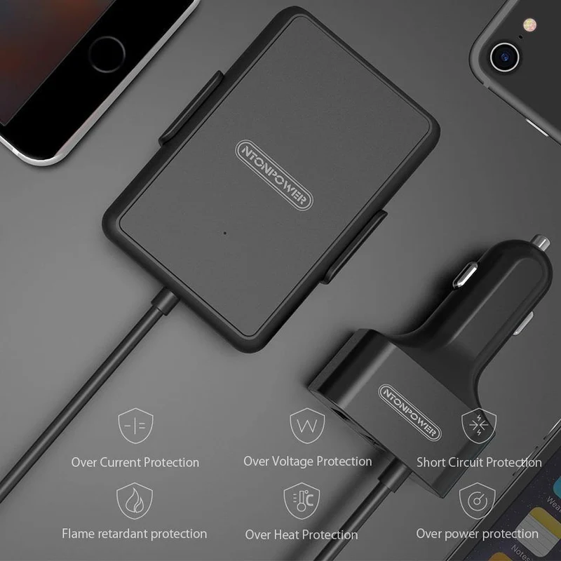 5-Anschlüsse USB QC 3.0-Autoladegerät mit 1.8m-Verlängerungskabel mit abnehmbarem Clip für Tablet-GPS-Autoladegerät