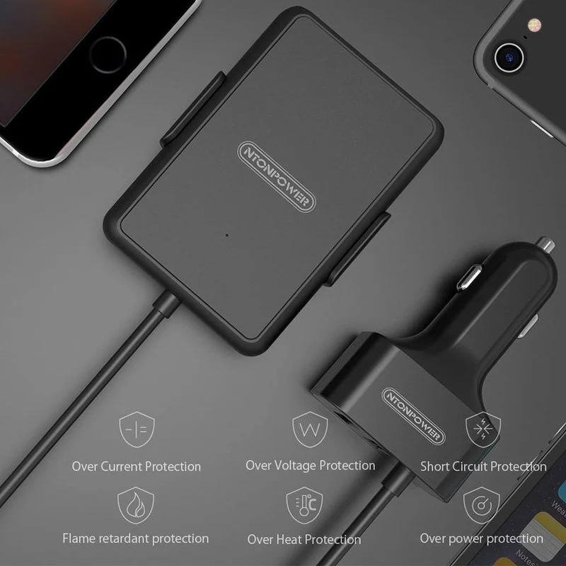 5-Anschlüsse USB QC 3.0-Autoladegerät mit 1.8m-Verlängerungskabel mit abnehmbarem Clip für Tablet-GPS-Autoladegerät